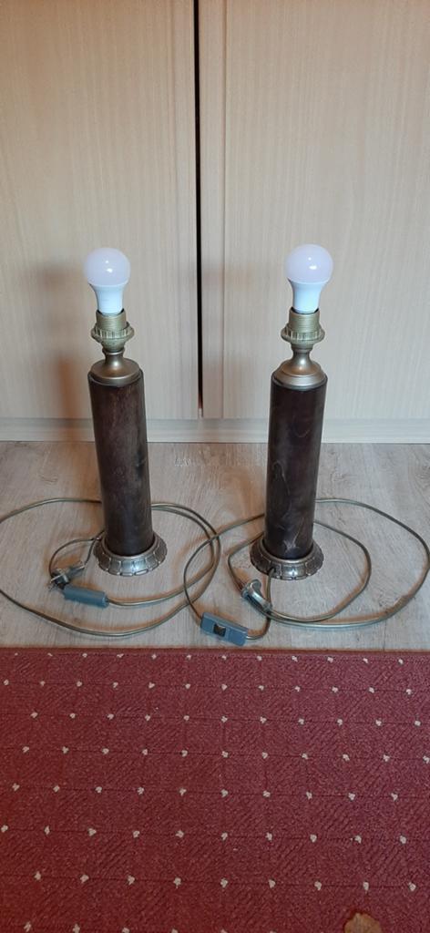 TAFELLAMPEN ZONDER KAP HOUTLOOK MET BRONS, Ophalen of Verzenden, Zo goed als nieuw, Minder dan 50 cm