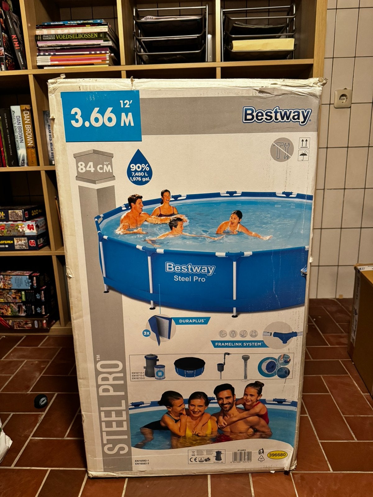 Bestway Steel Pro Zwembad 366x76 cm met pomp en toebehoren, Ophalen, Gebruikt, Minder dan 80 cm, Rond