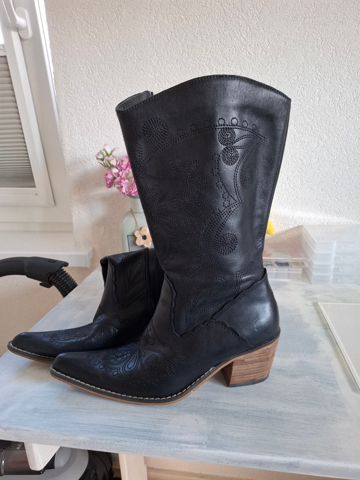 Leuke Cowboy Laarzen . maat 39, Ophalen, Hoge laarzen, Zwart, Zo goed als nieuw