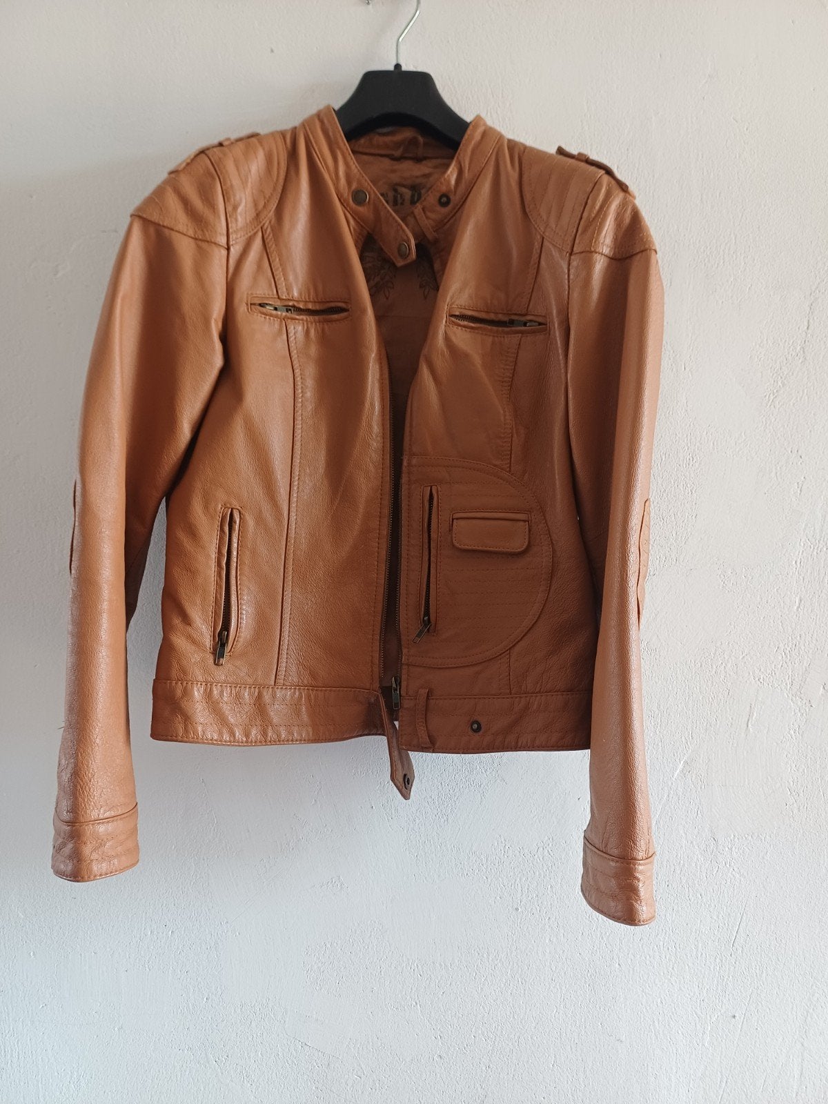 Fishbone Cognac Leren Jas Maat L, Kleding | Dames, Ophalen of Verzenden