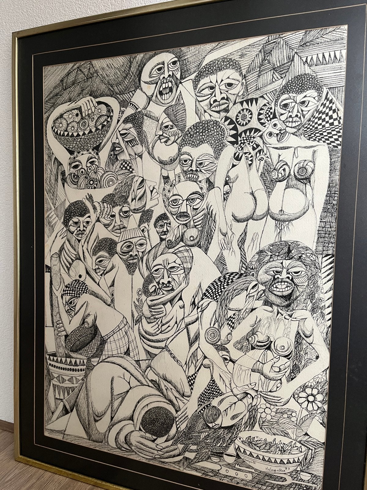 Schilderij - Malangatana Valente Ngwenya - 1979, Antiek en Kunst, Kunst | Schilderijen | Klassiek, Ophalen, Gedateerd, Portret of Personen