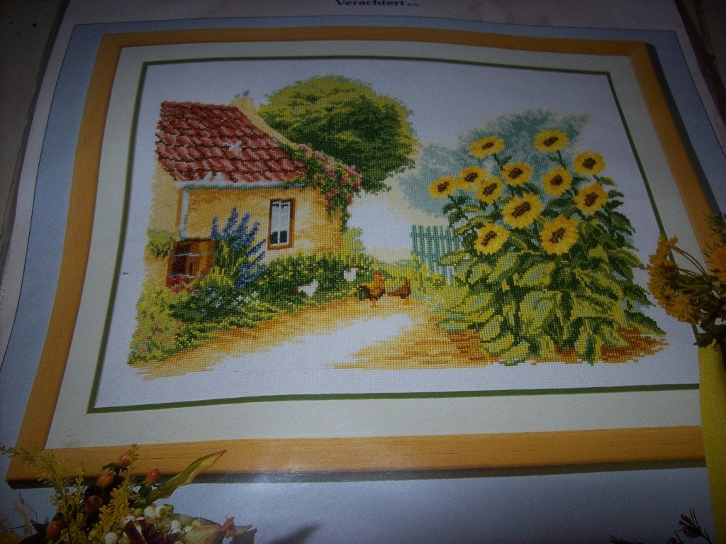 Borduurpakket Boerderij met zonnebloemen 25790, ., Nieuw, Ophalen of Verzenden, .