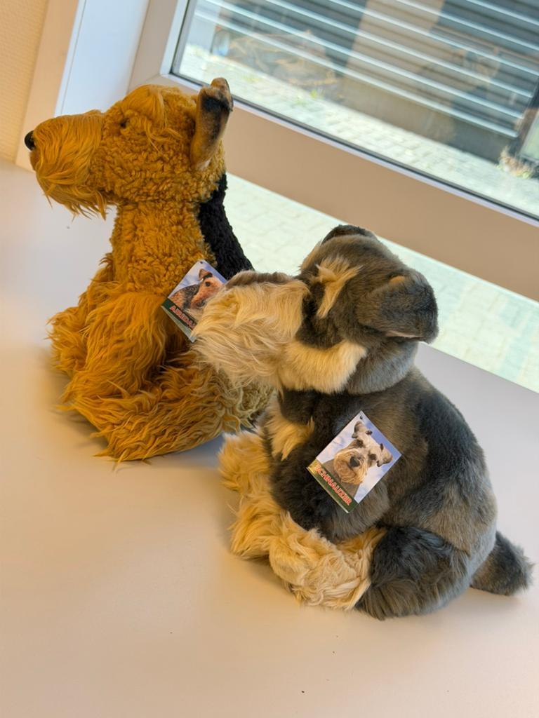 2x Faithful Knuffelhond Schnauzer Airedale knuffel honden, Nieuw, Met label, H, H