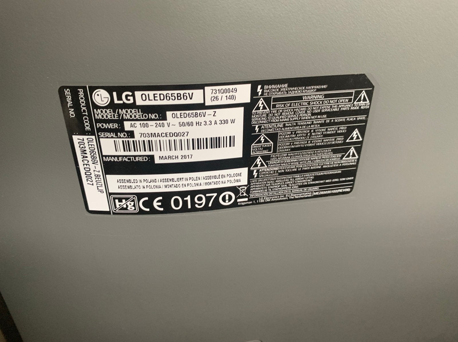 Foto 9 van LG OLED65B6V Smart Tv