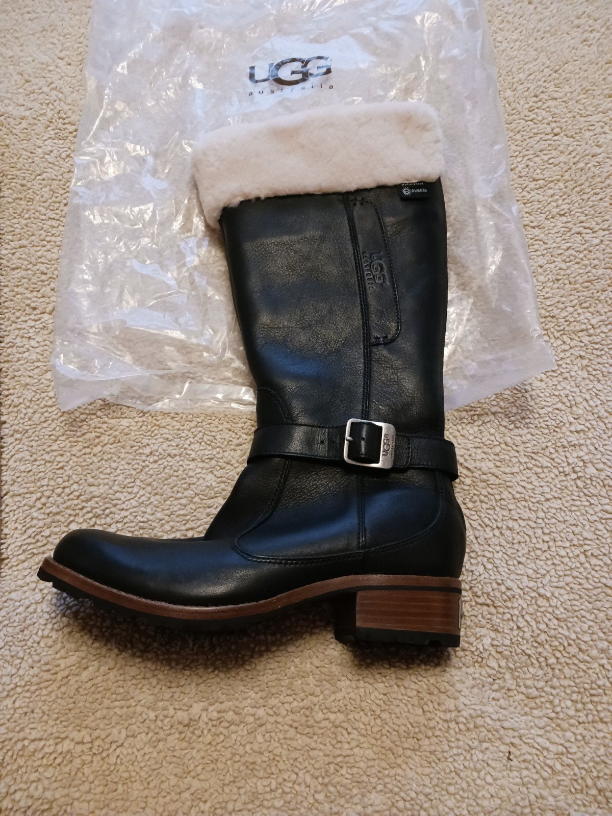 UGG Australia Leren Laarzen met Bont - Maat 39, Hoge laarzen, Verzenden, UGG Australia, Zwart