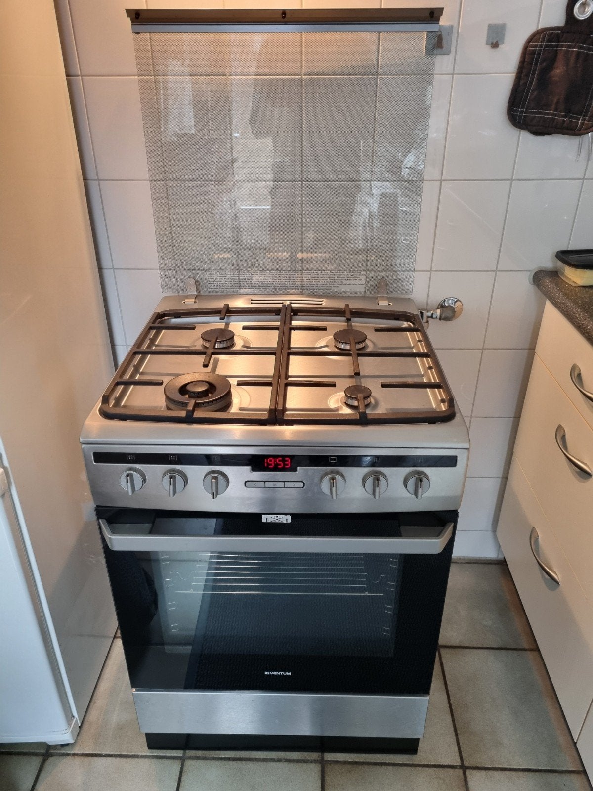 Inventum gasfornuis RVS + gasslang RVS, Ophalen, 4 kookzones, Gas, Vrijstaand