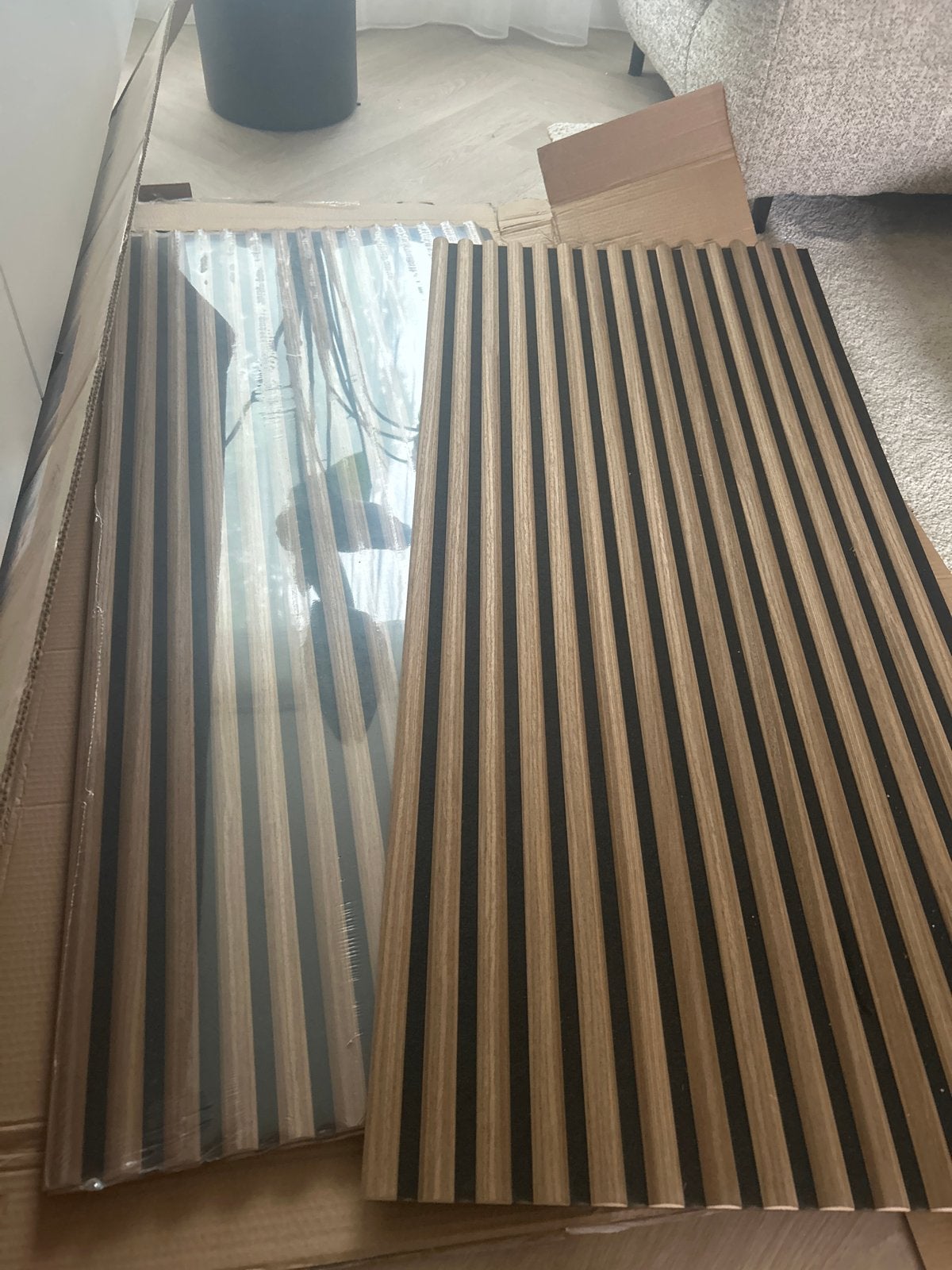 Wandpanelen walnoot - 3 hele en 2 korte stukjes, Ophalen, Hout, Nieuw, Bruin