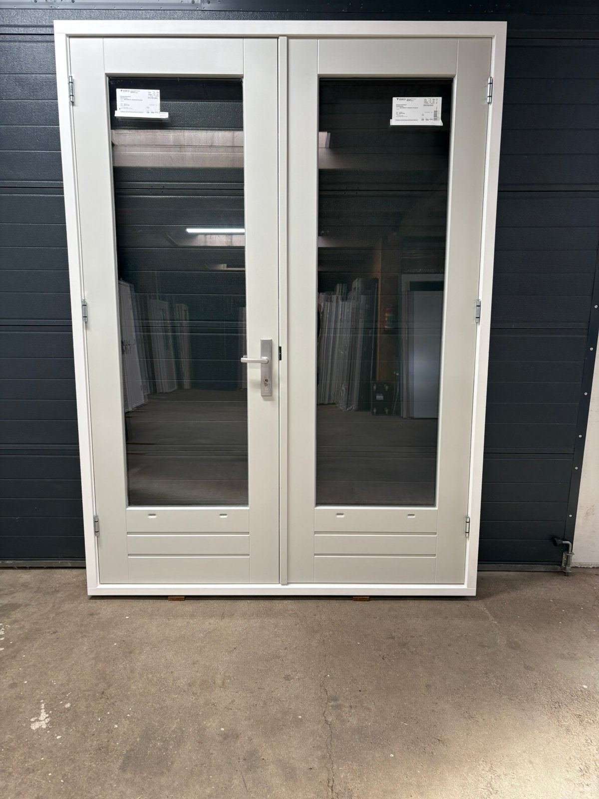 Set openslaande tuindeuren met hardhouten kozijn., Ophalen, Zo goed als nieuw, Hout, Deurkozijn