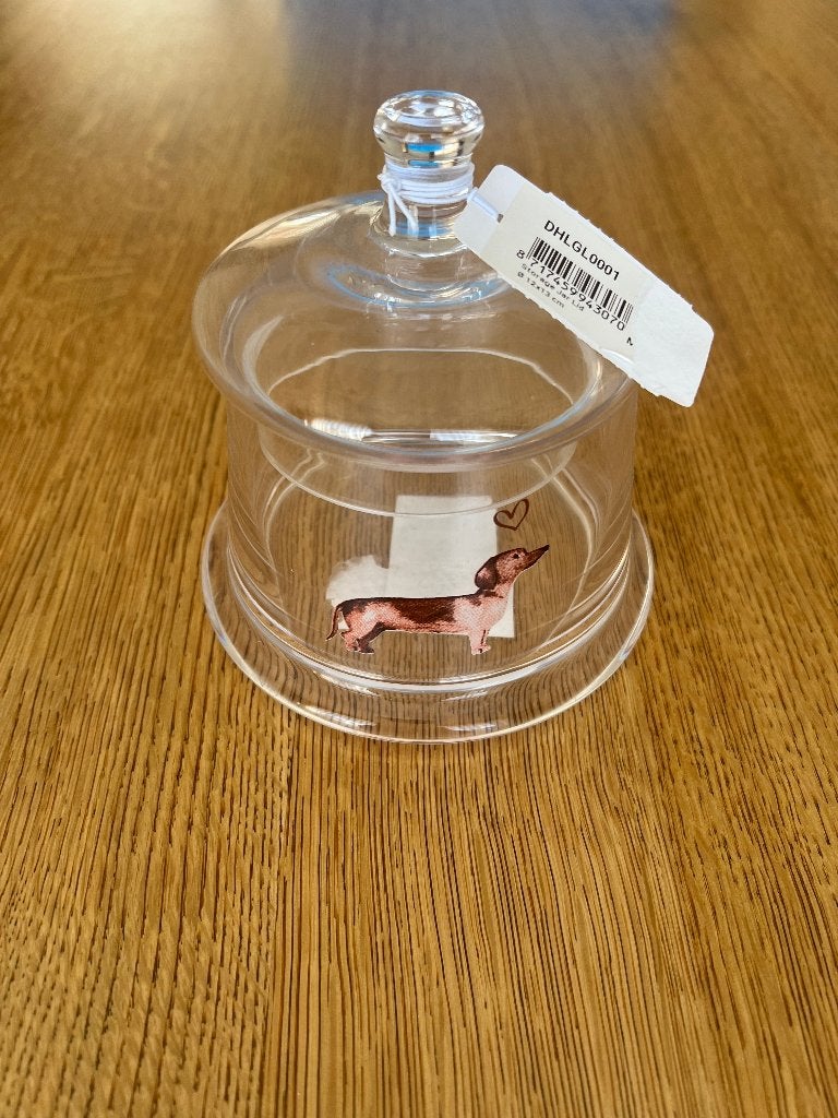 Clary & Eef glazen voorraadpot met deksel teckel opbergpotje, Overige merken, Verzenden, Overige typen, Vintage