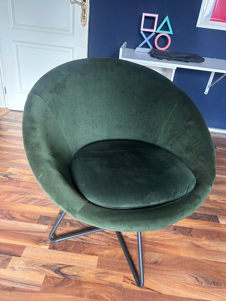 Ronde fauteuil met velvet stof, Huis en Inrichting, Fauteuils, Ophalen, Minder dan 75 cm, Zo goed als nieuw, Stof