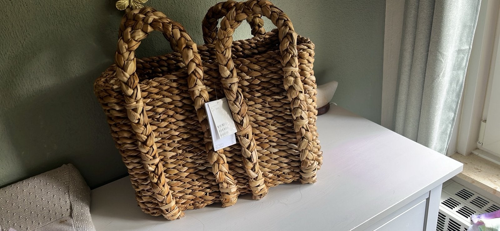 H&m home rieten mand, Ophalen, Nieuw, Rond, Riet
