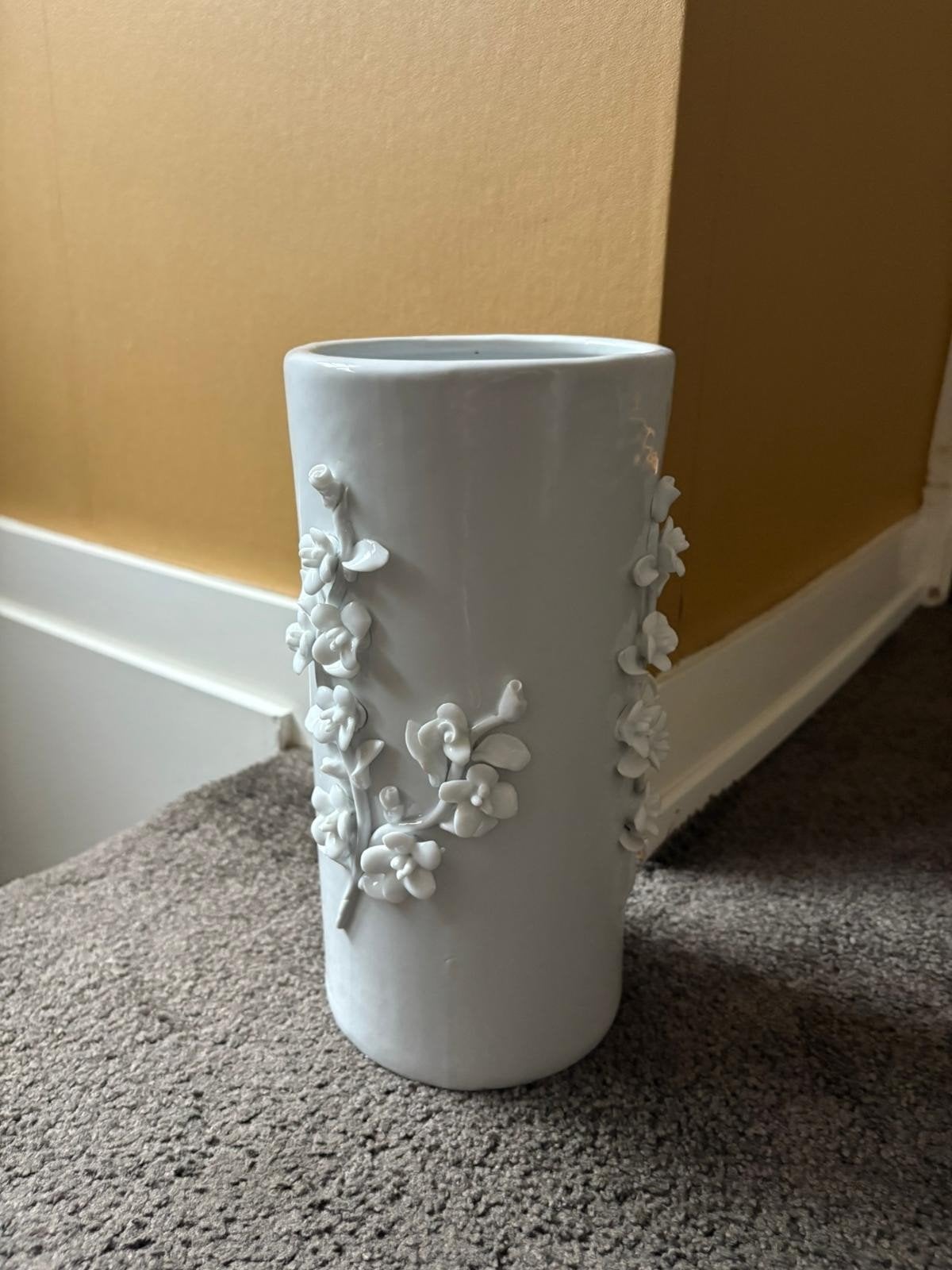 Pols Potten vaas 3d bloemen, Wit, Zo goed als nieuw, Steen/keramiek, Ophalen