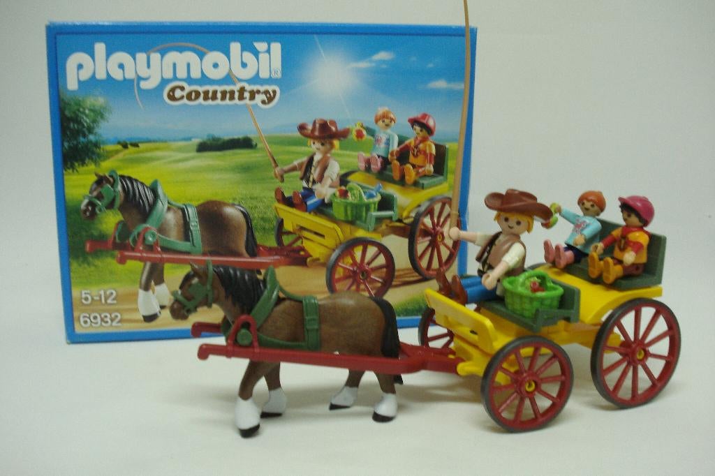 6932 Paard met koets /Kar- Koetsier en 2 kindjes, Ophalen of Verzenden, Zo goed als nieuw, Complete set