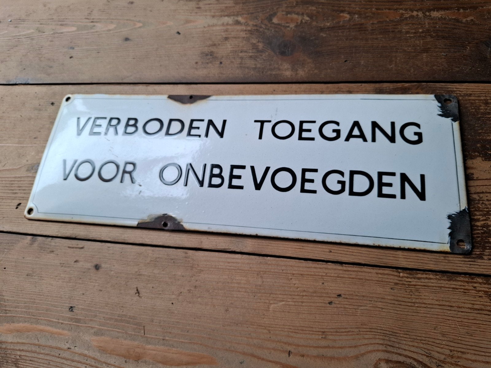 Emaille reclamebord VERBODEN TOEGANG VOOR ONBEVOEGDEN Horeca, Ophalen of Verzenden
