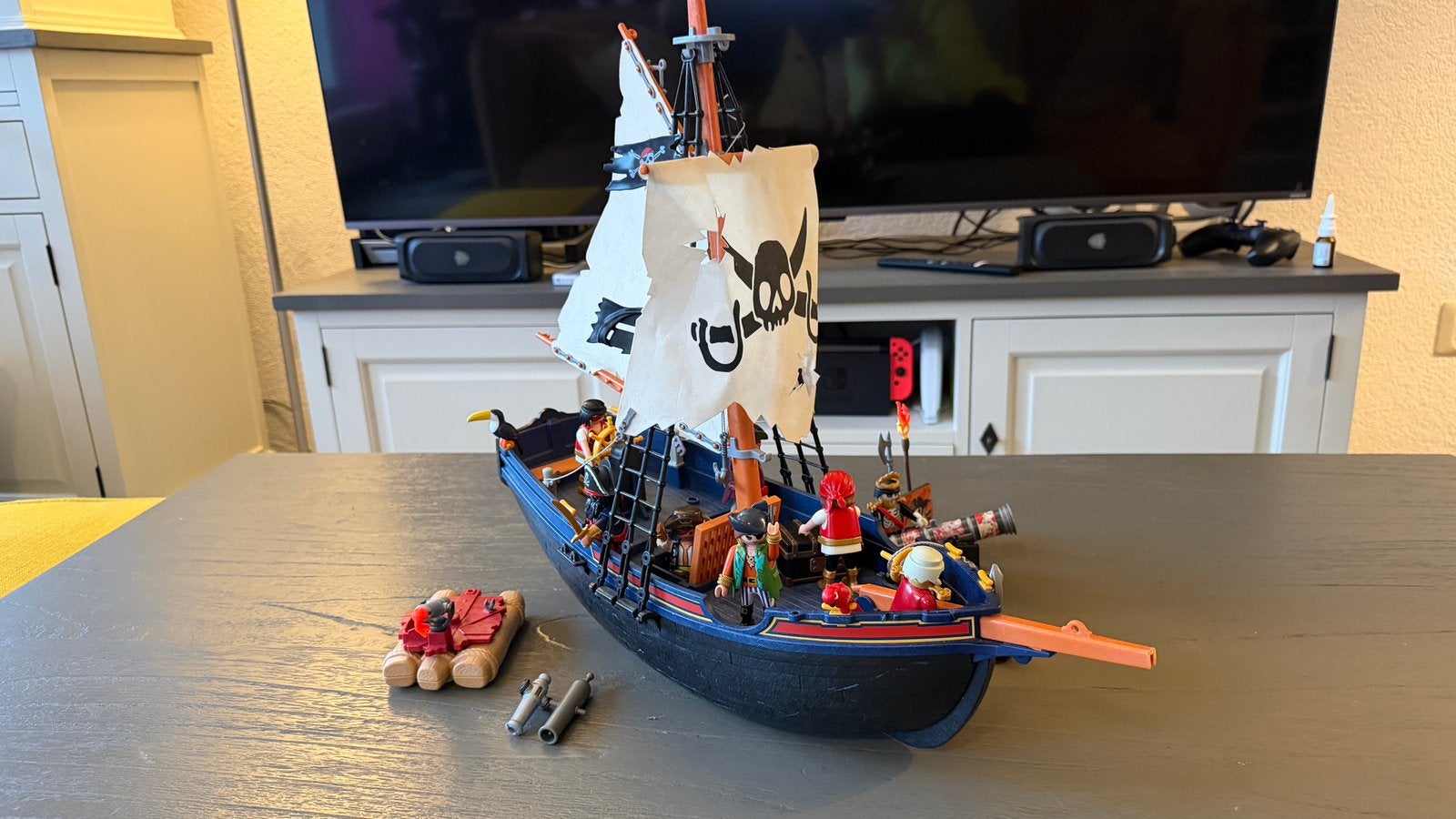 Playmobil piratenschip 5810 met extra piraten en kanonnen, Ophalen, Gebruikt
