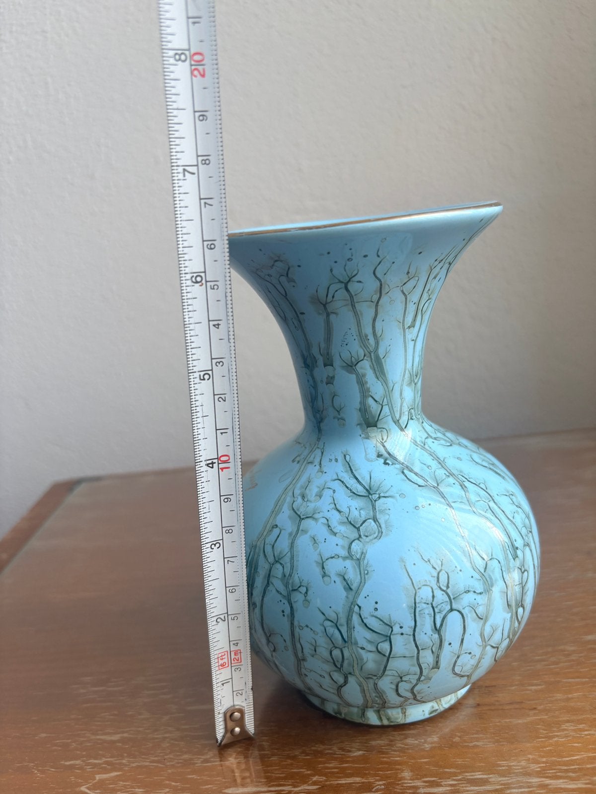 Vintage Jumbo Gouda Vaas/Turquoise met Goud, Ophalen of Verzenden