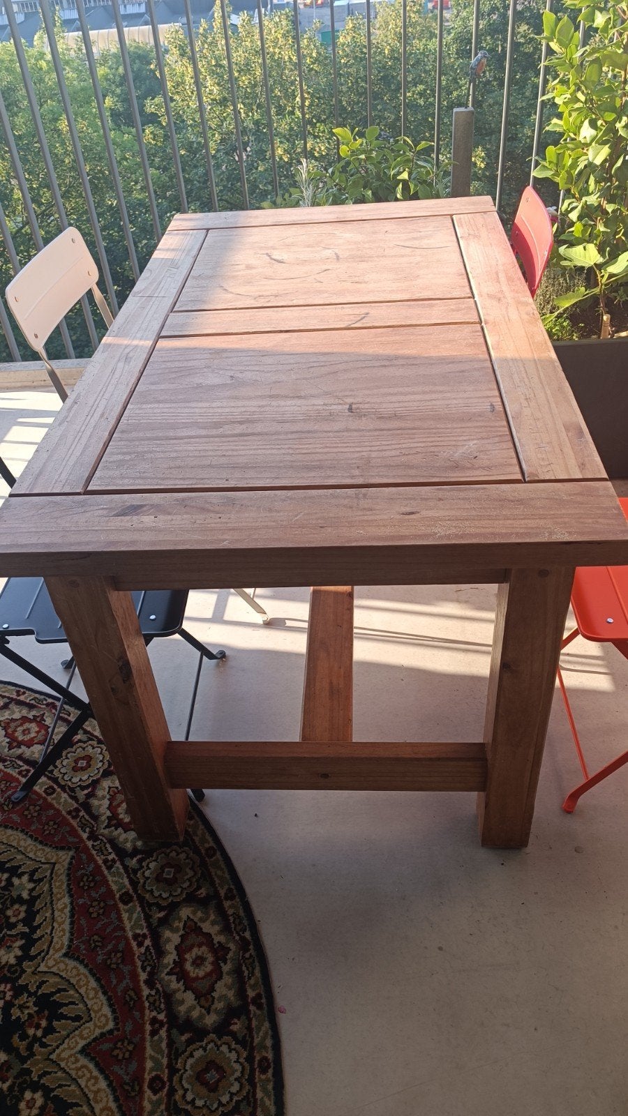 Houten eettafel, tuintafel, buro met laatje, Tuin en Terras, Ophalen, Gebruikt, Rechthoekig, Hout