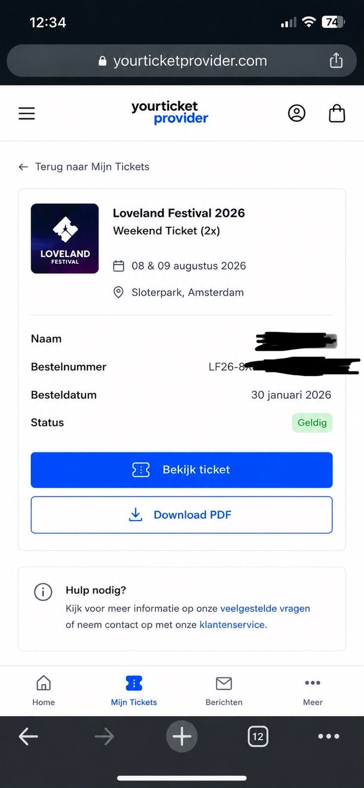 Love land Weekend 2x Tickets.