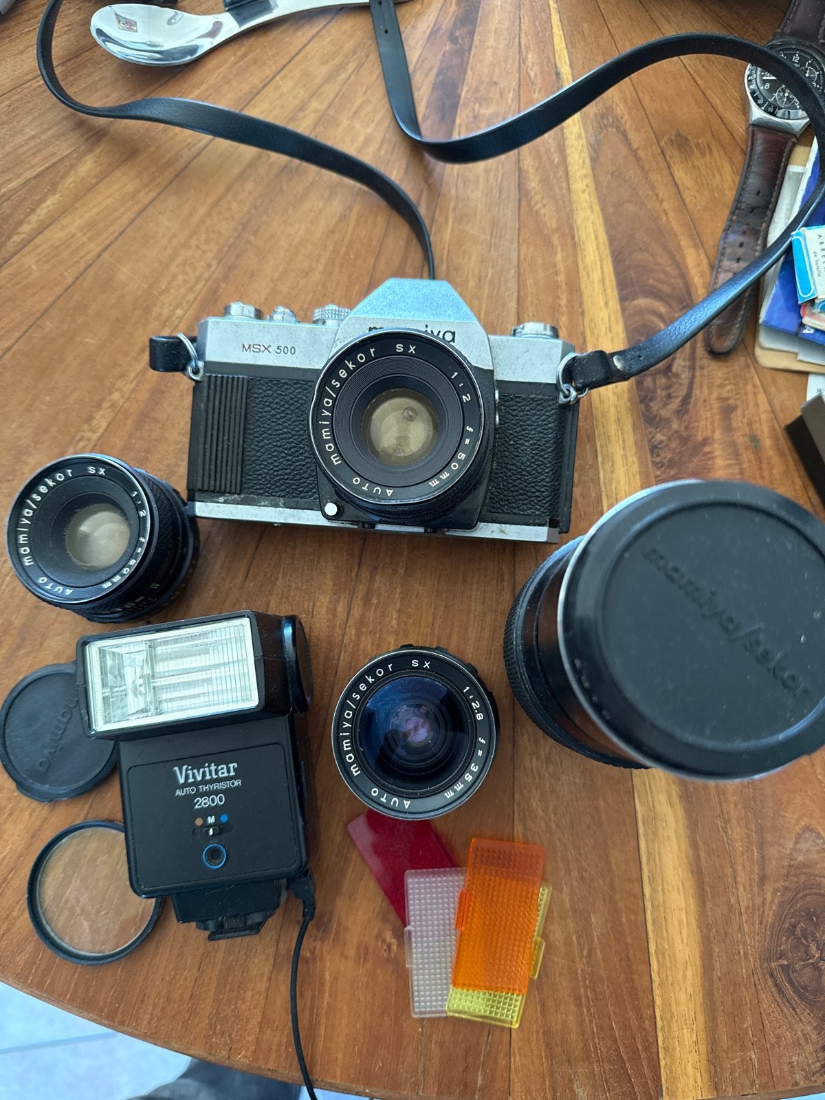 Mamiya/Sekor MSX 500 Spiegelreflexcamera met accessoires, Ophalen, Gebruikt, Spiegelreflex, Overige Merken