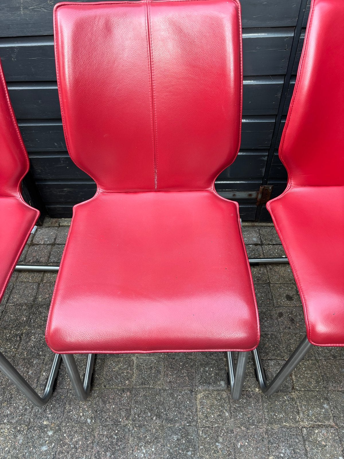 Eetkamerstoelen Luna Bree’s New World RVS, Gebruikt, Leer, Ophalen of Verzenden, Vier