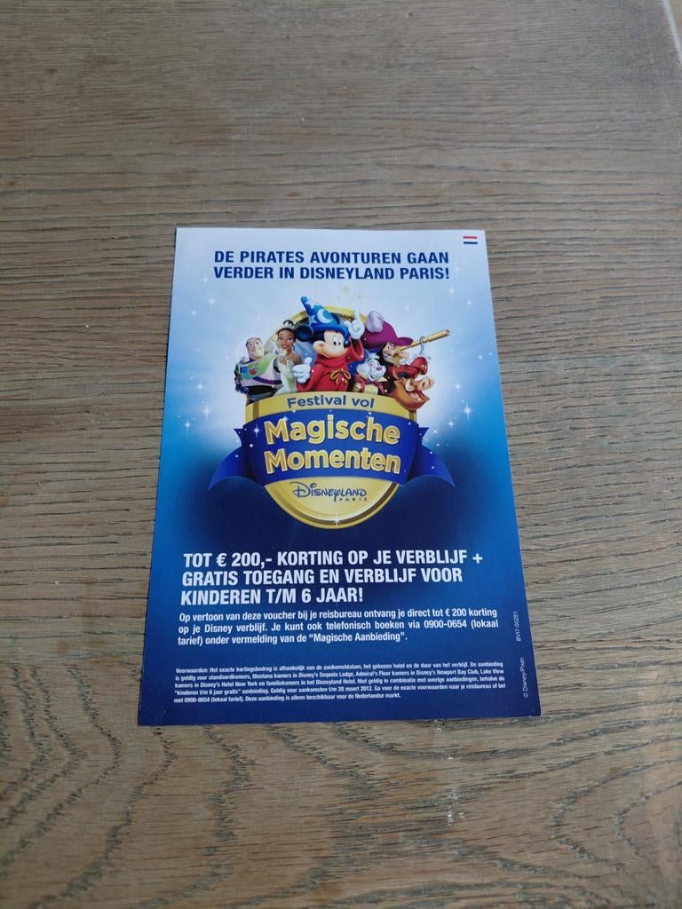 Disneyland Paris magical moments festival flyer. 2012., Ophalen of Verzenden, Mickey Mouse, Zo goed als nieuw, Plaatje of Poster