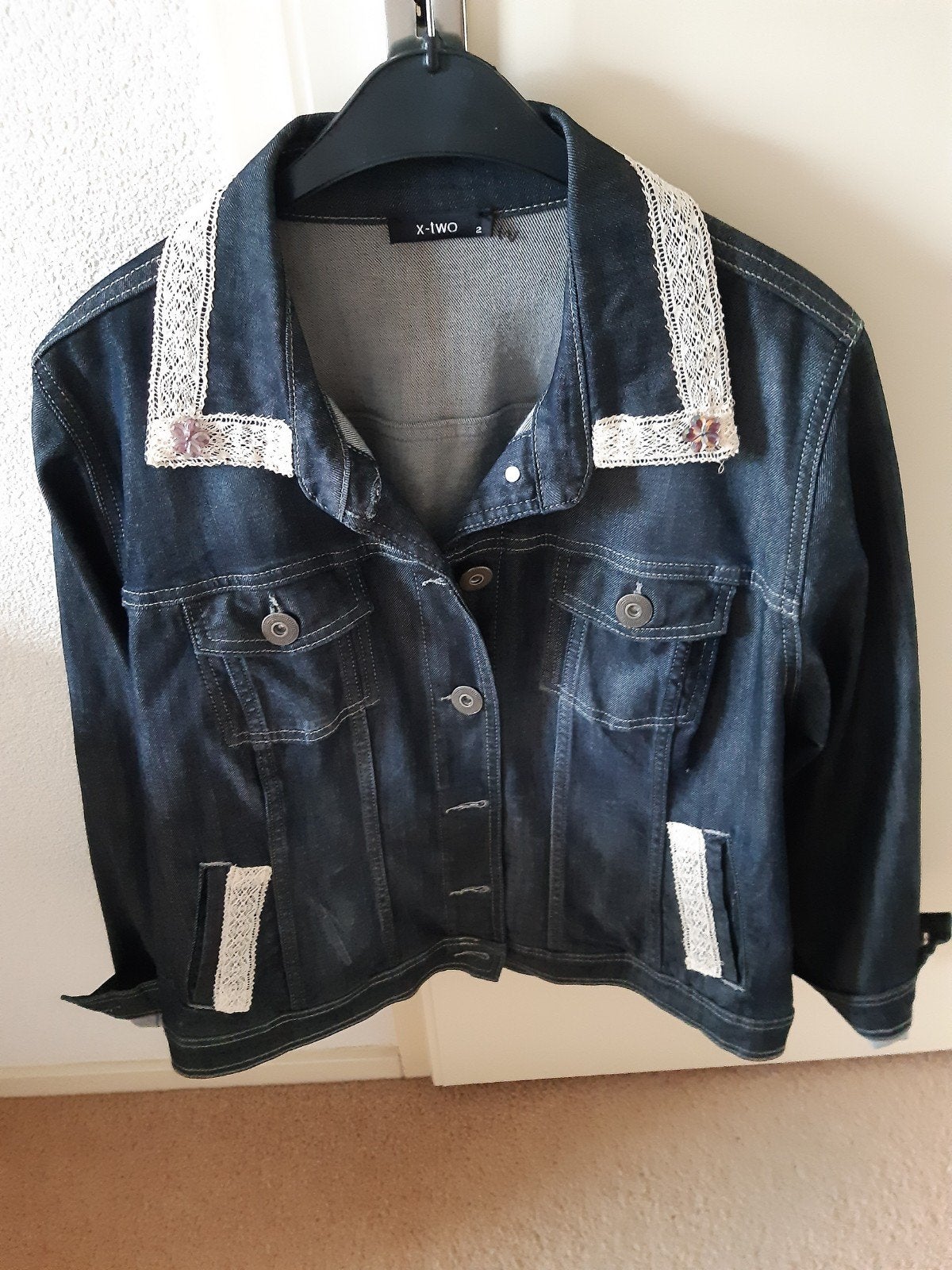 SPIJKERJASJE XTWO maat 2 is 46/48 als nieuw, Ophalen of Verzenden, Zo goed als nieuw, Blauw, Jasje of Colbert