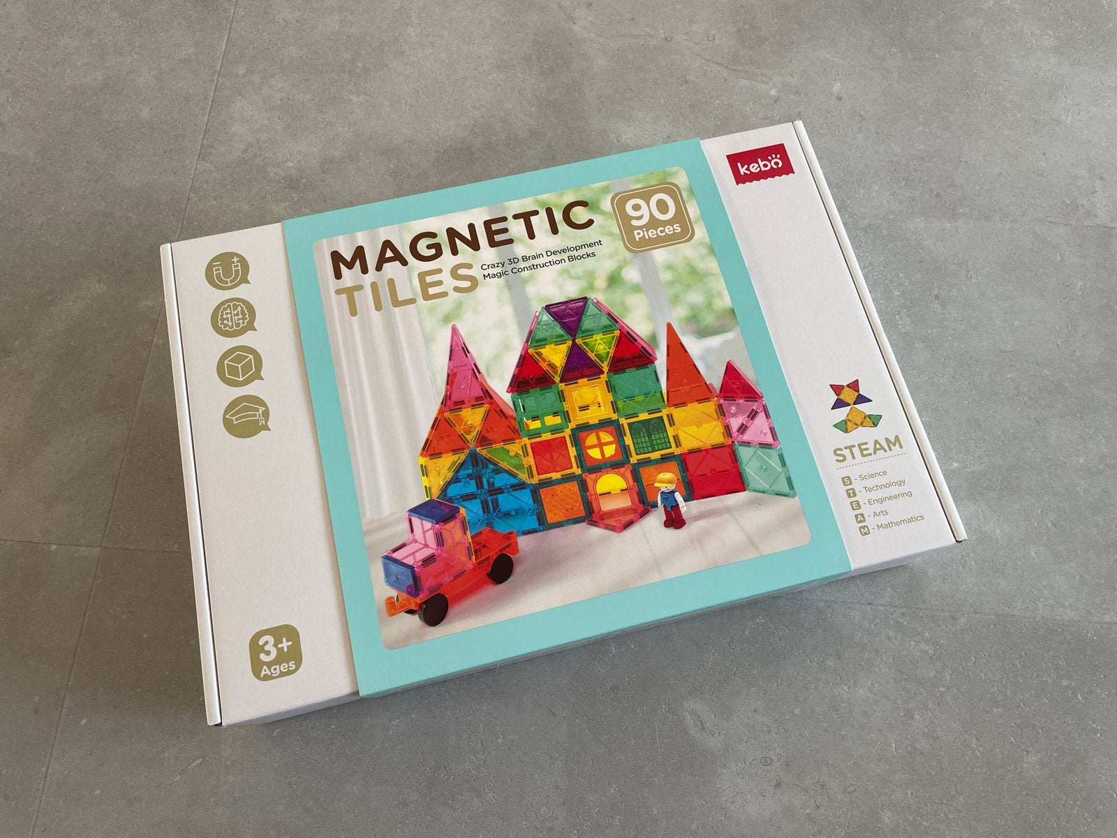 KEBO Magnetic Tiles - Magnetisch Bouwspeelgoed 90 Stuks, Kinderen en Baby's, Speelgoed | Bouwstenen, Ophalen of Verzenden, Nieuw
