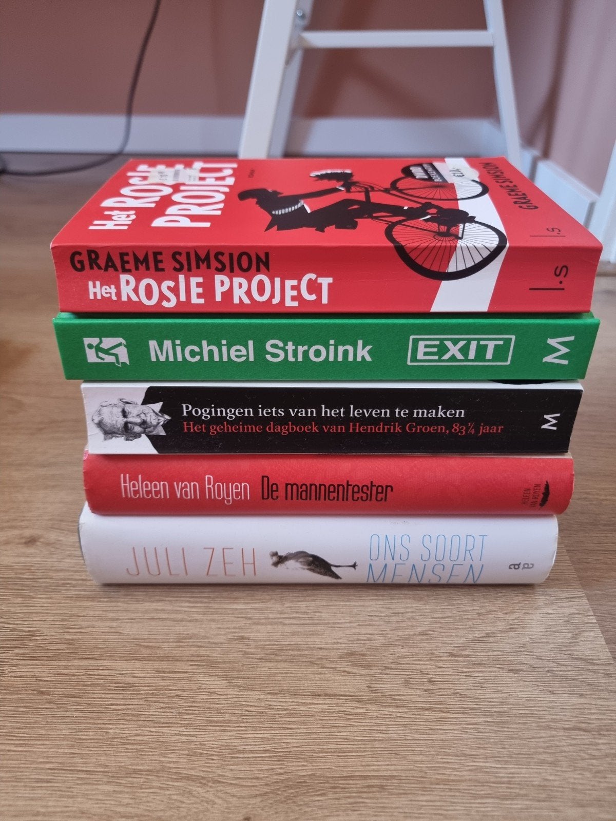 Boekenpakket: 5 romans van diverse auteurs, Ophalen, Gelezen, Graeme Simsion, Michiel Stroink, H. Groen, H. v. Royen, Juli Zeh
