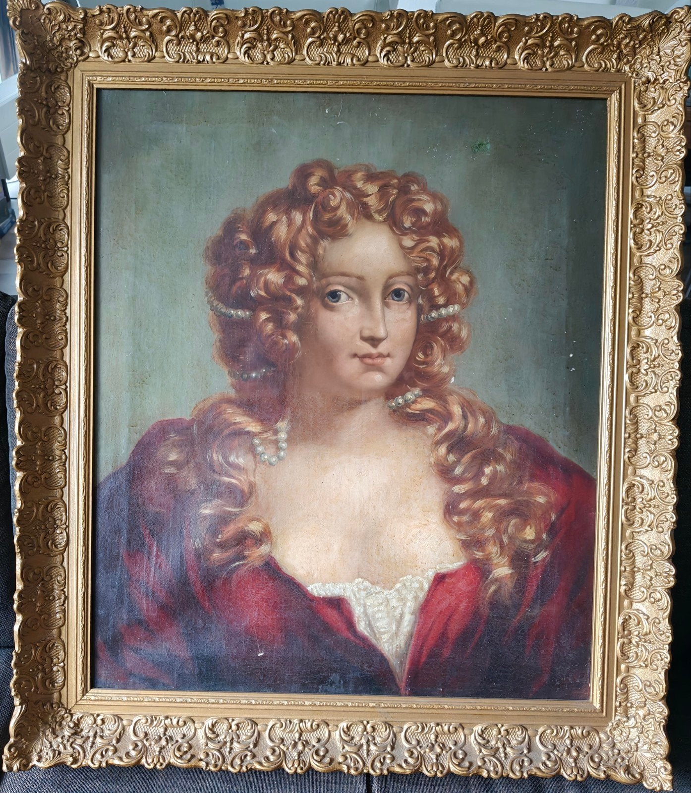 Schilderij, 'meisje met parelsnoer' 18e eeuw, Duitse school, Antiek en Kunst, Ophalen of Verzenden