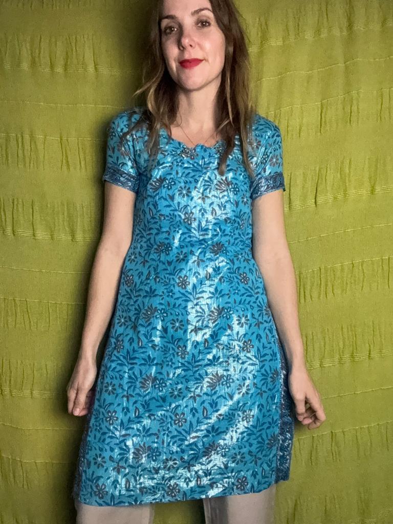 Indiase glanzende blauwe jurk/top met split - blauw, Kleding | Dames, Hgv, Blauw, Hgv, Ophalen of Verzenden