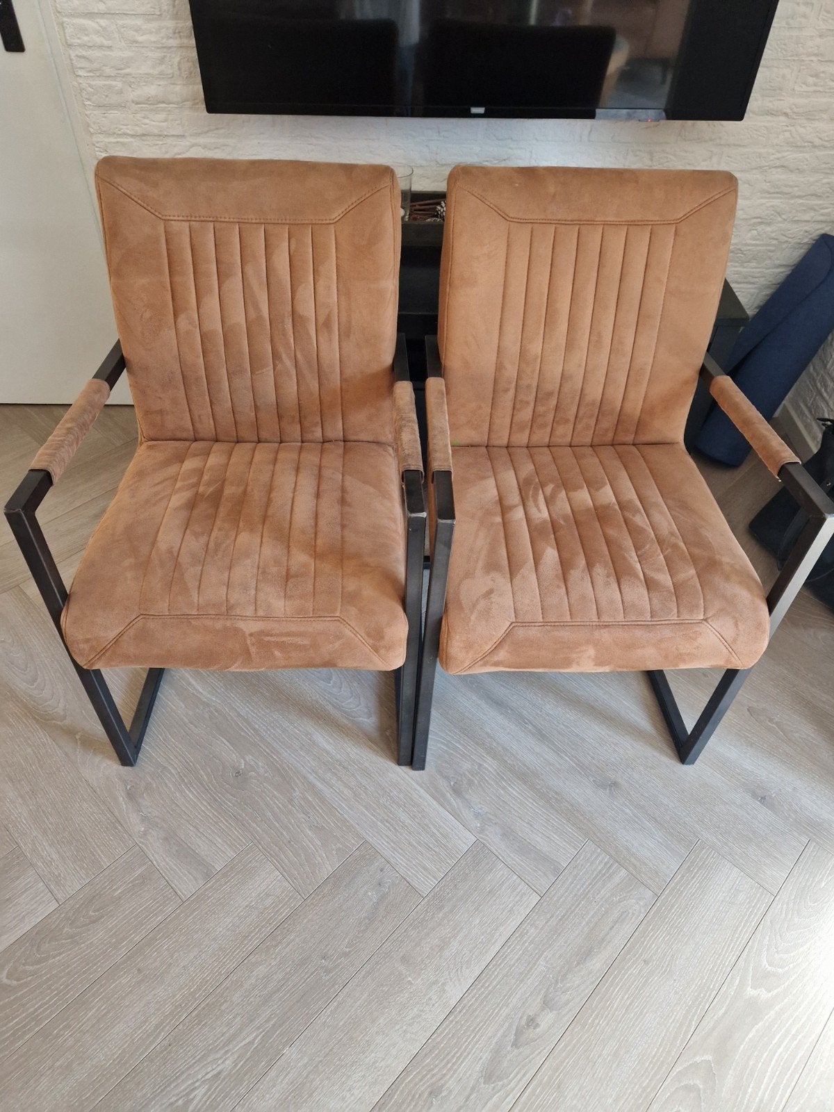 2 eetkamerstoelen Parantino cognac, Huis en Inrichting, Ophalen, Gebruikt, Twee, Bruin