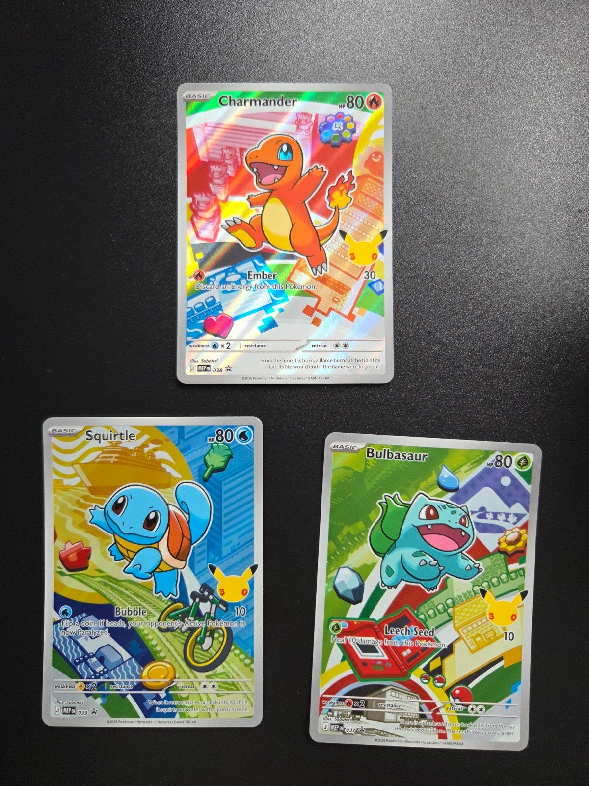 Pokemon Gen 1 set Charmander, Squirtle, Bulbasaur, Ophalen of Verzenden, Zo goed als nieuw, Booster, Foil