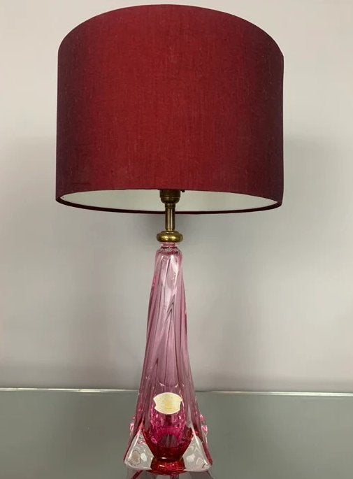 Val St Lambert roze tafellamp, Ophalen of Verzenden
