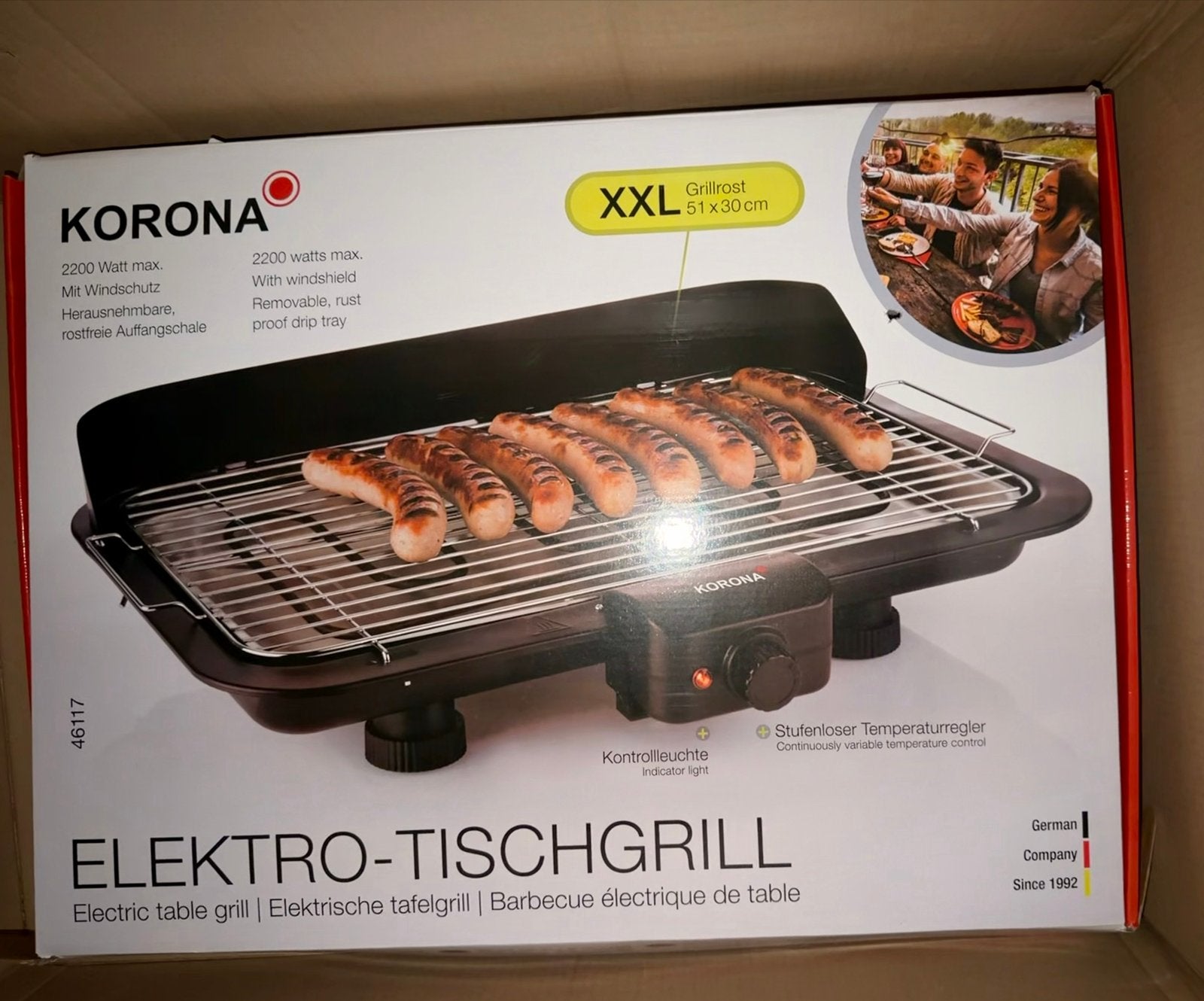 Korona 46117 XXL Elektrische Tafelgrill 2200W Nieuw, Ophalen of Verzenden, Nieuw