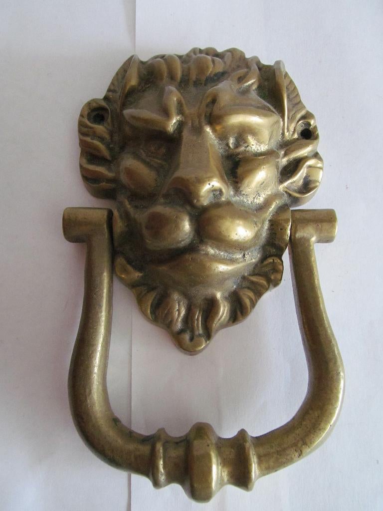 Messing Deurklopper, Leeuw., Antiek en Kunst, Antiek | Koper en Brons, Koper, Ophalen