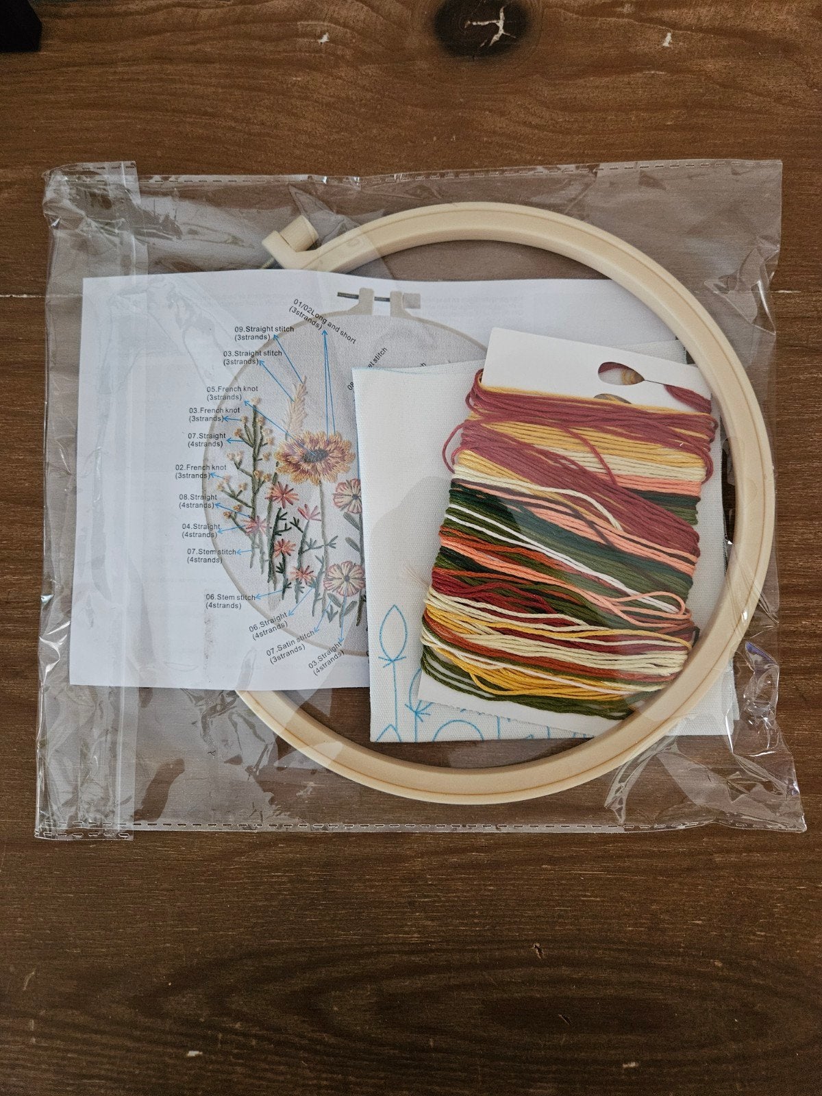 Borduurpakket met bloemenpatroon en borduurring, Hobby en Vrije tijd, Borduren en Borduurmachines, Ophalen of Verzenden, Nieuw