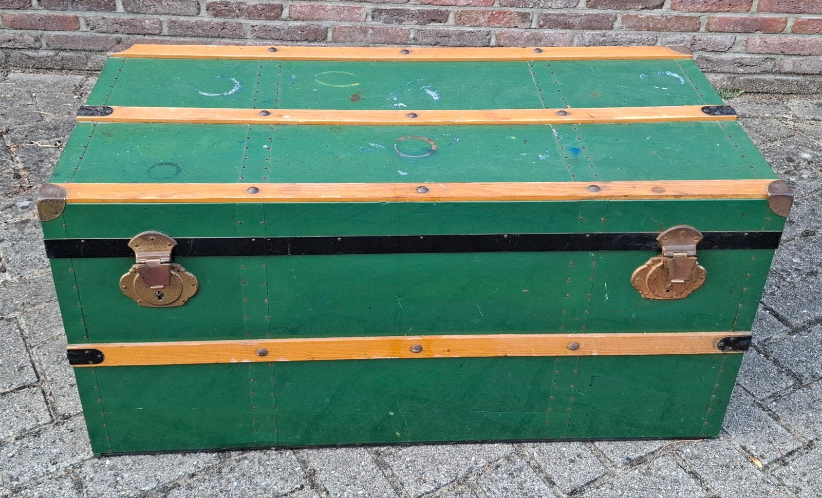 Vintage Groene Houten Kist - Decoratieve Opbergkist, Ophalen