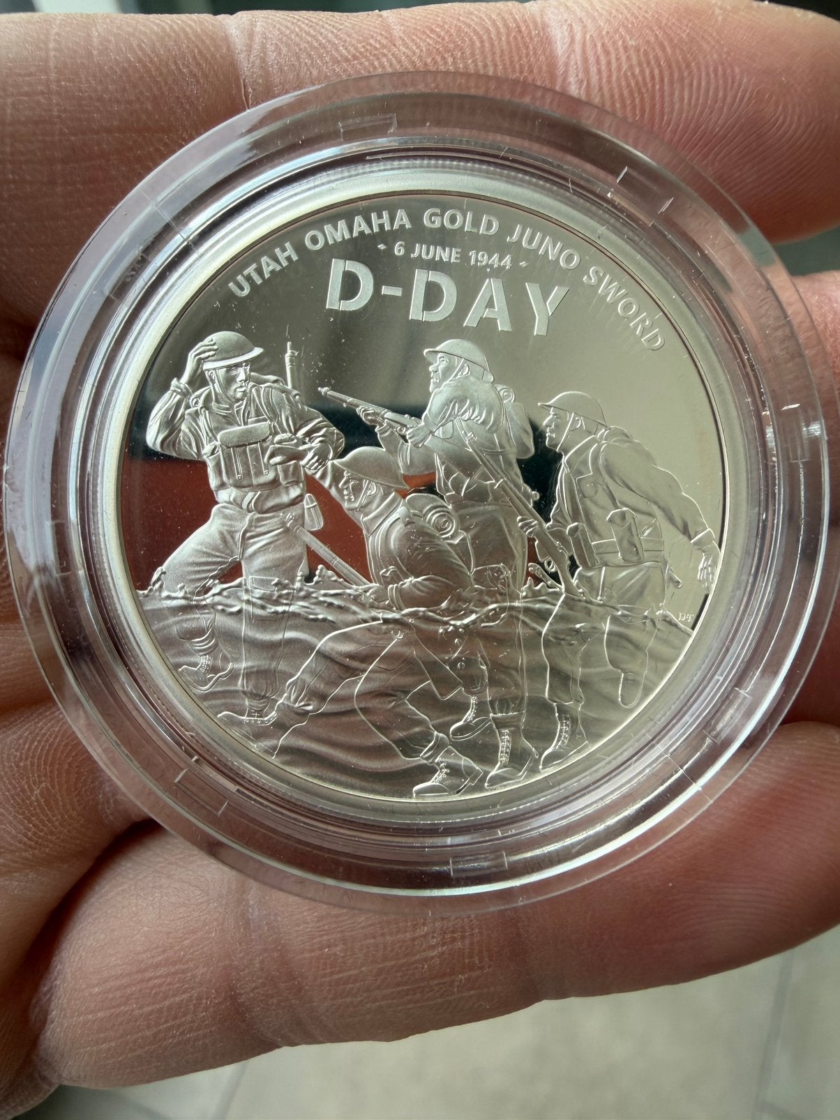 D Day zilveren proof munt speciale uitgave in luxe doos, Ophalen of Verzenden, Zilver