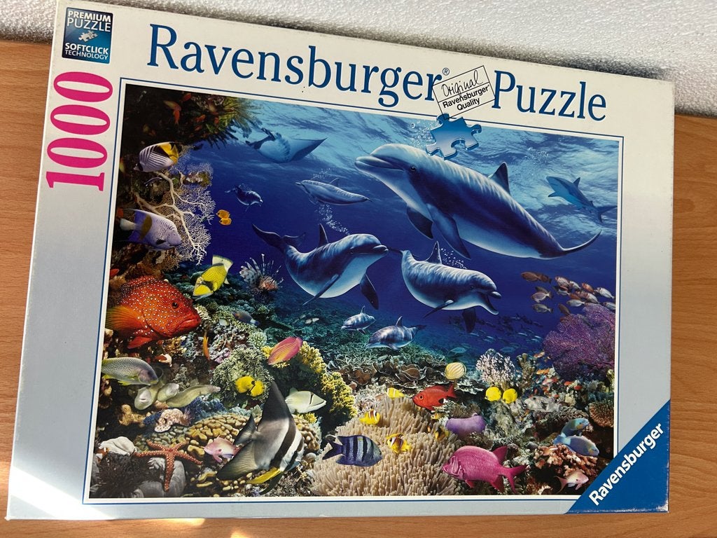 Puzzel Ravensburger" Dolfijnen", Ophalen, 500 t/m 1500 stukjes, Gebruikt, Legpuzzel