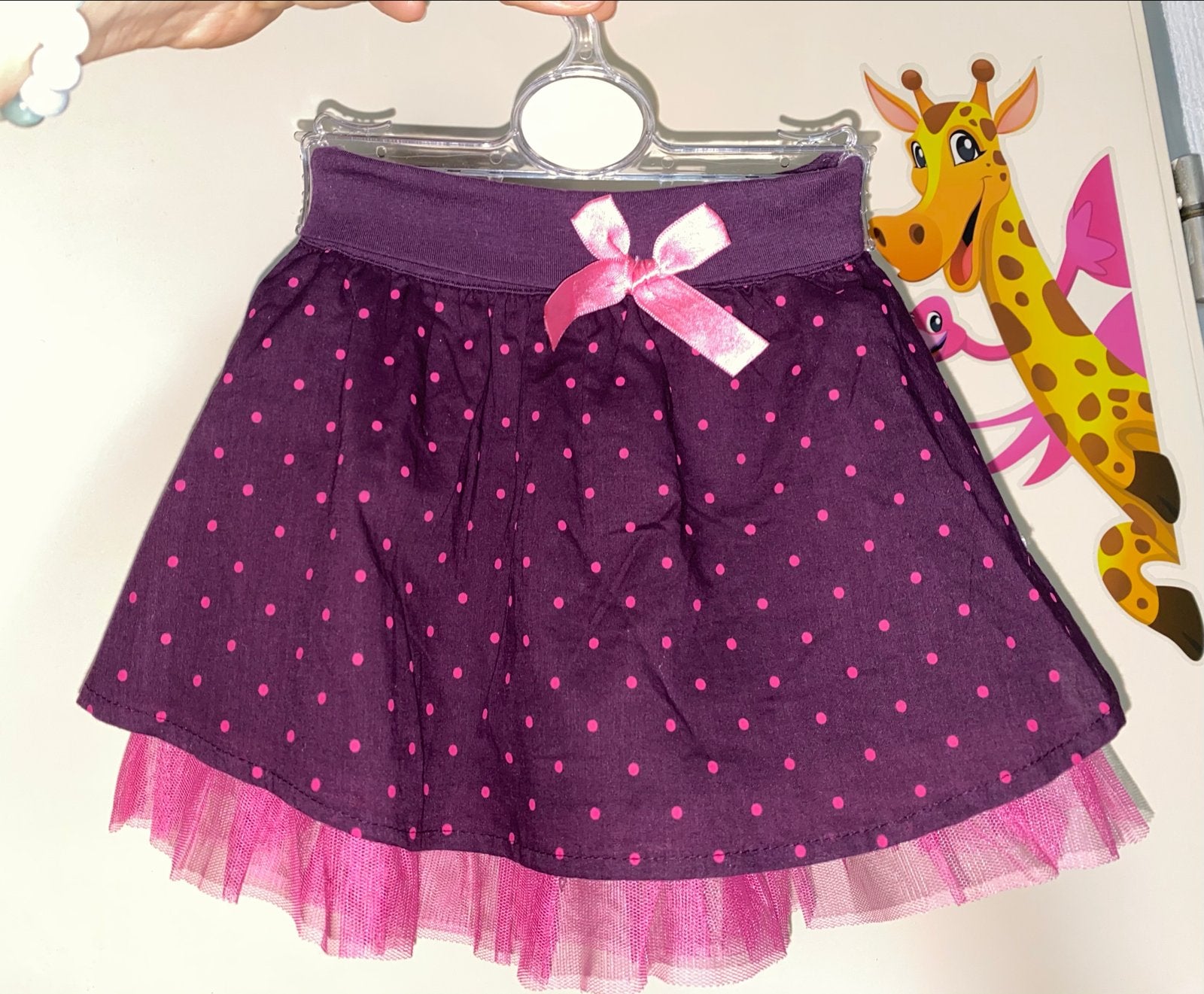 Leuke paarse rok met roze stippen en tule voor meisjes, Ophalen of Verzenden, Nieuw, Meisje