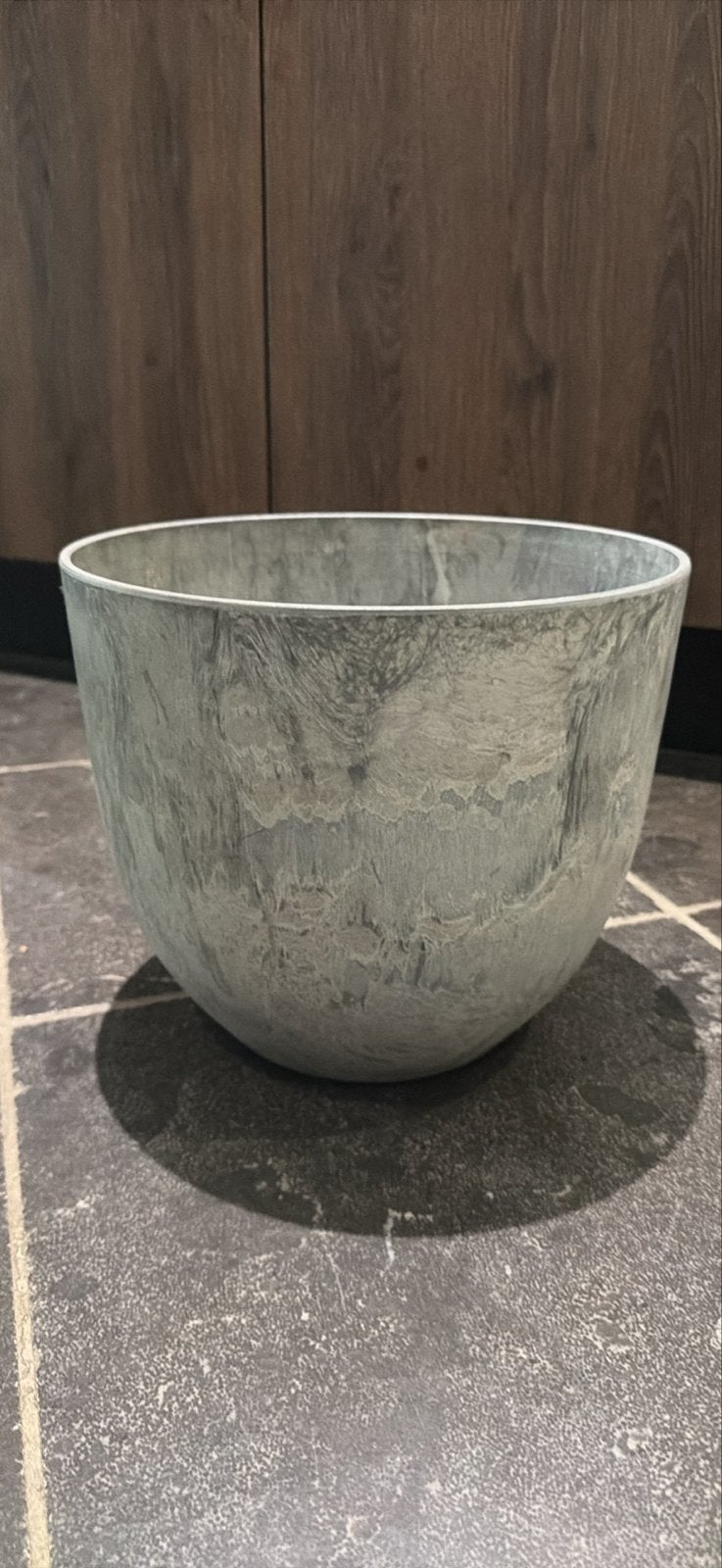 Grote ronde plantenbak - grijs gemêleerd, Ophalen, Kunststof, Gebruikt, Rond