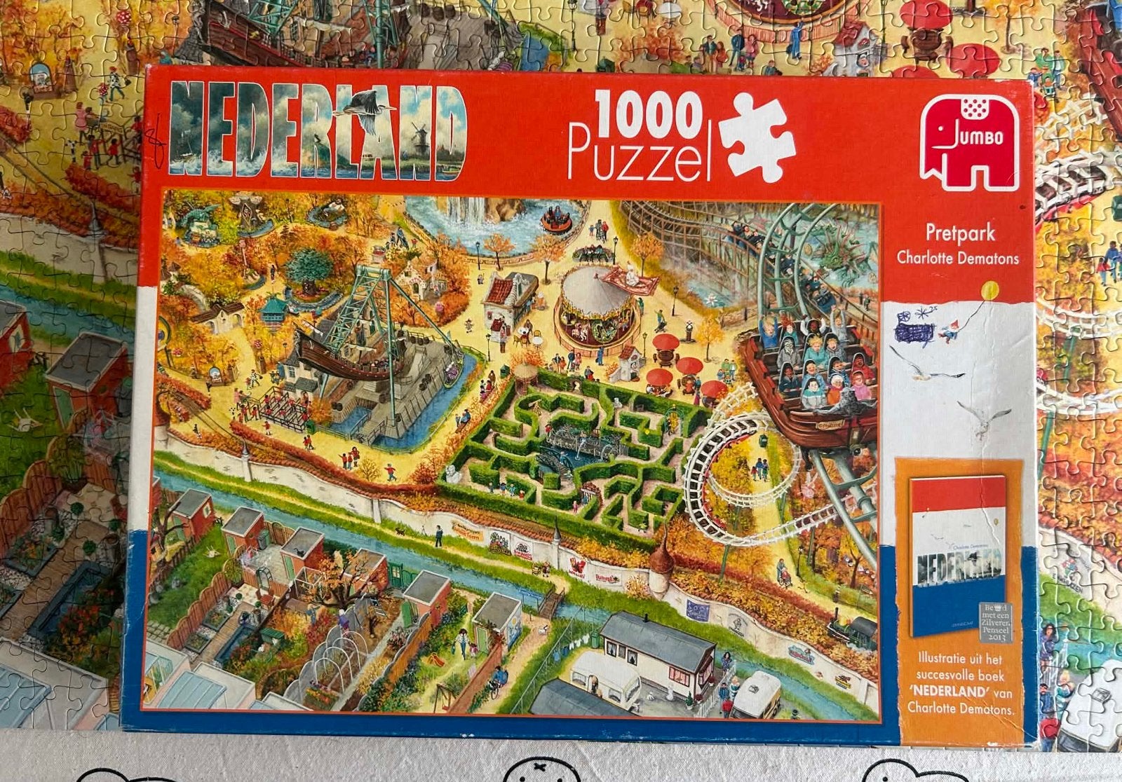 Legpuzzel Charlotte Dematons Nederland Pretpark 1000 st., Hobby en Vrije tijd, Denksport en Puzzels, Ophalen of Verzenden, 500 t/m 1500 stukjes