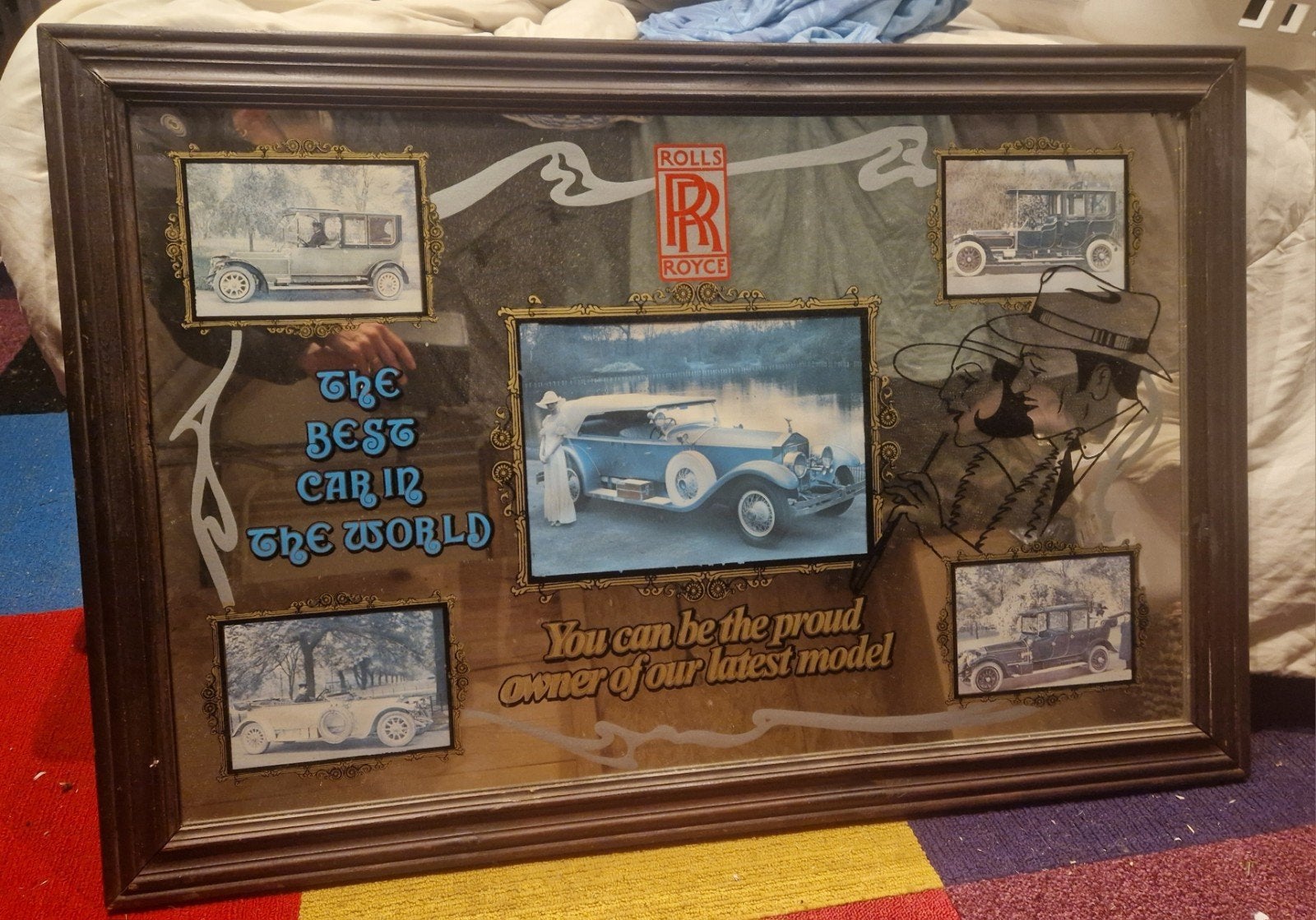Vintage Rolls Royce spiegel - "The Best Car in the World", Ophalen, 50 – 75, Gebruikt, Overige typen