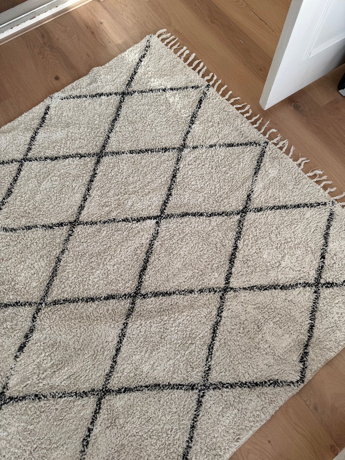 Sostrene Grene vloerkleed met ruitpatroon, 100 tot 150 cm, Ophalen of Verzenden, Zo goed als nieuw, Crème
