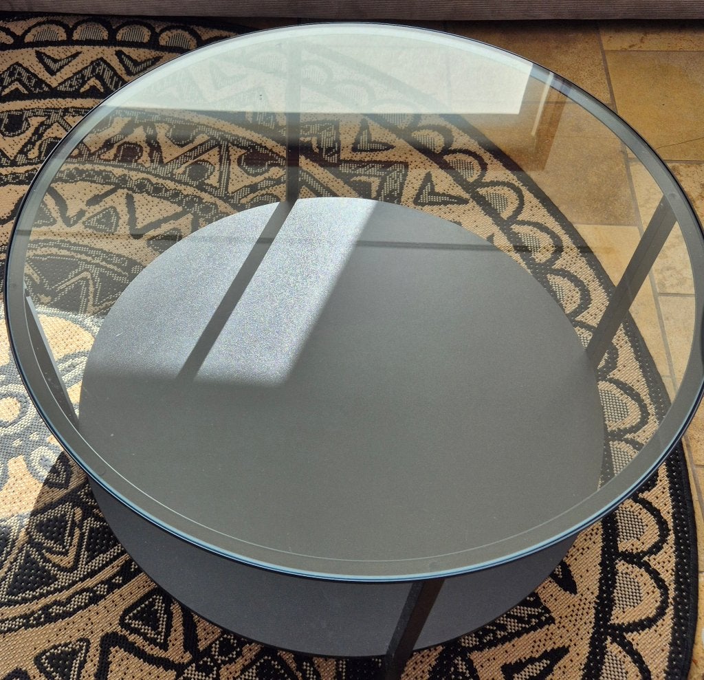 Mooie salontafel glas / zwart ikea, Ophalen, 50 tot 100 cm, Rond, 50 tot 100 cm