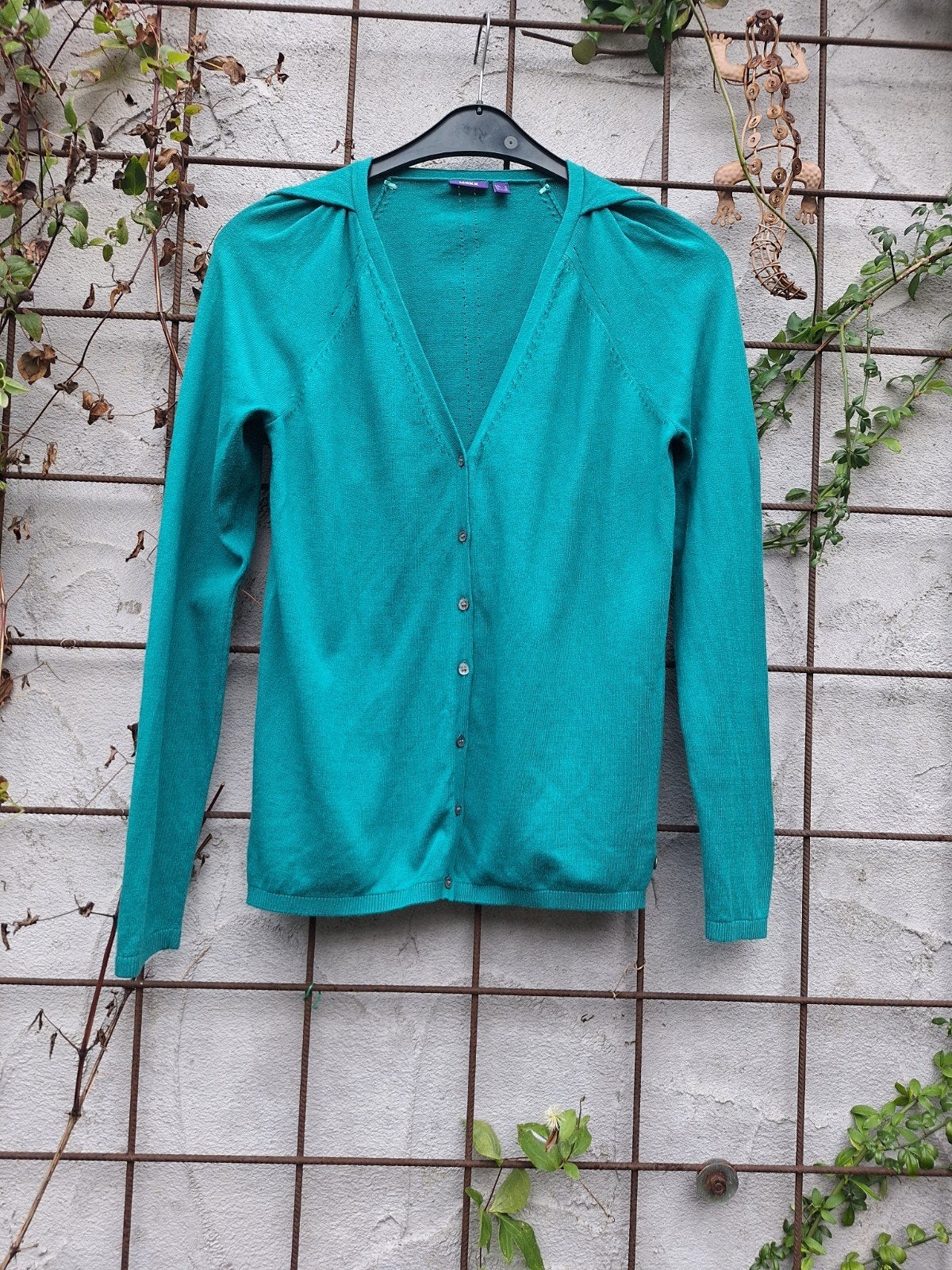 Groen vestje met raglan mouwen en ajour details, MGXX, Maat 42/44 (L), Ophalen of Verzenden, Zo goed als nieuw