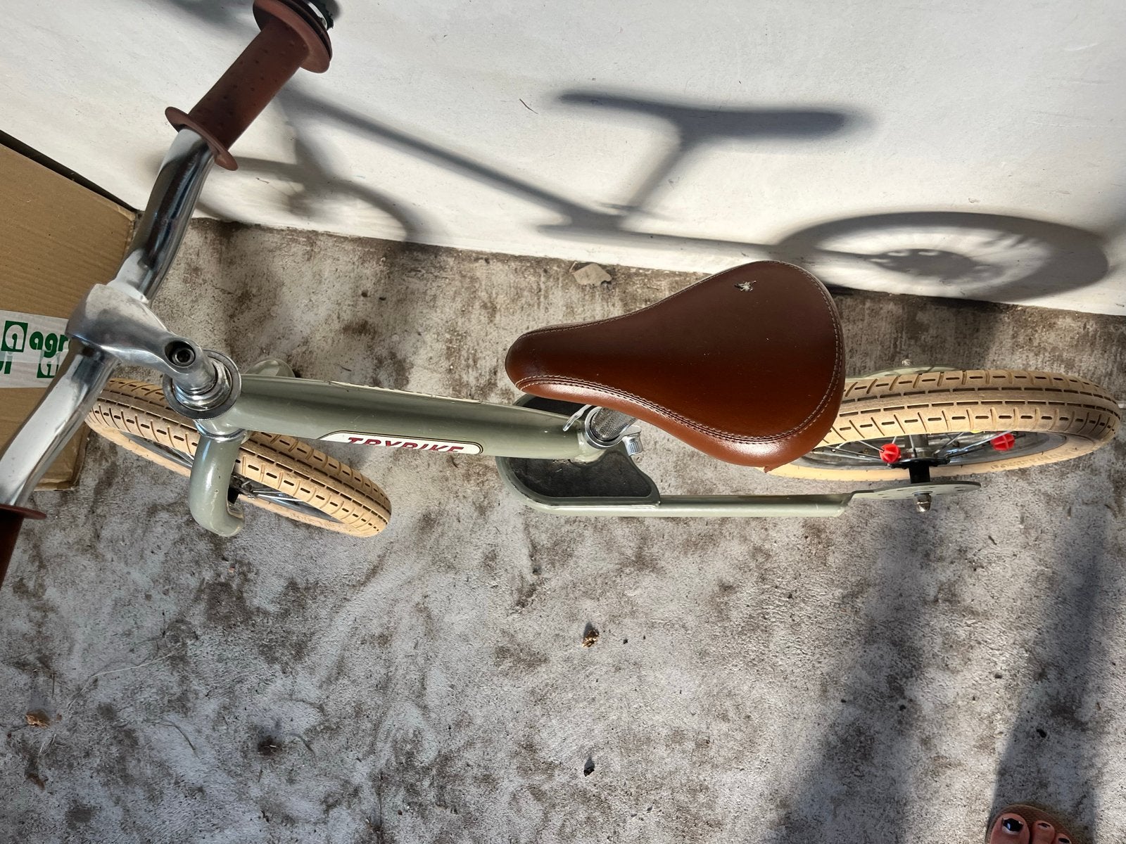 Trybike loopfiets - Grijs met bruin zadel, Ophalen, Gebruikt, Minder dan 16 inch