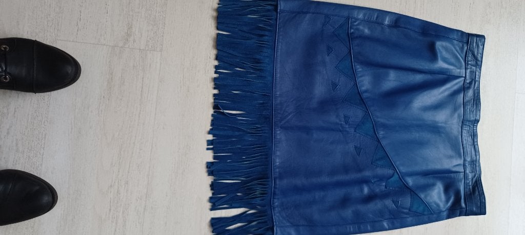 leren rok, Kleding | Dames, Rokken, Blauw, Zo goed als nieuw, Boven de knie, Ophalen