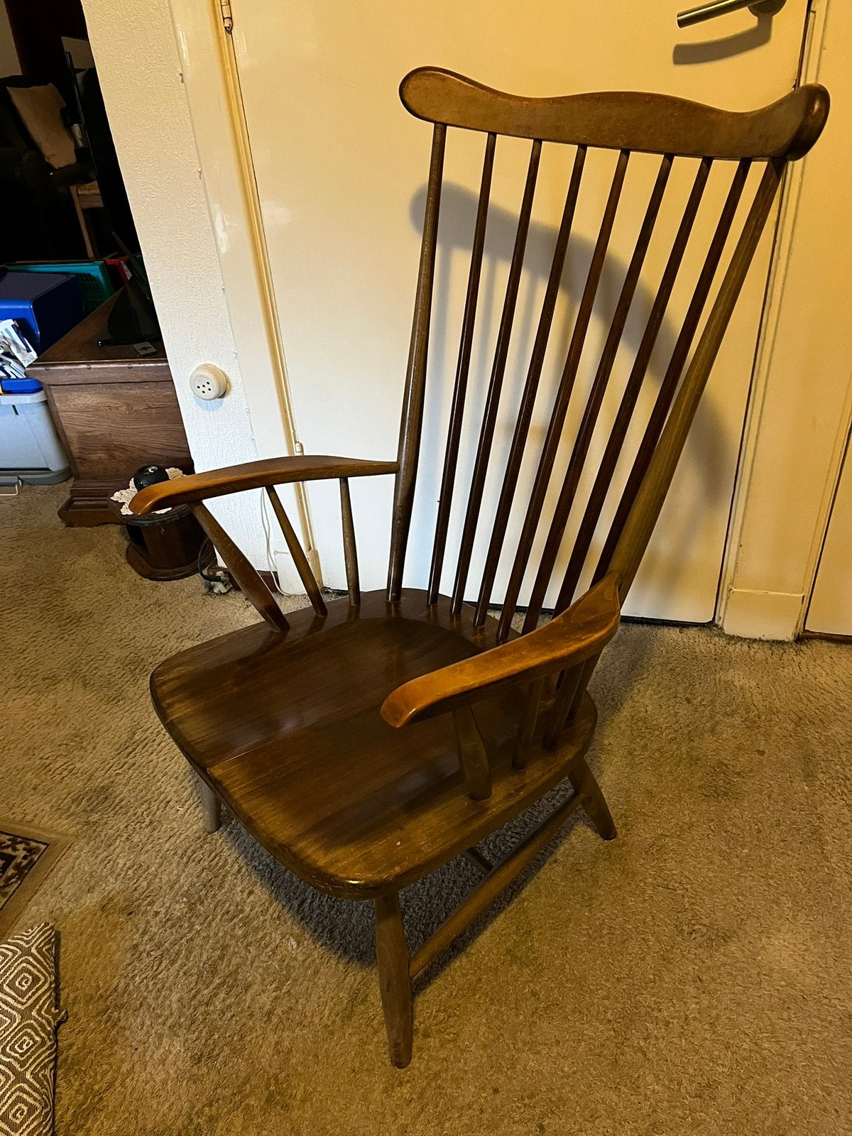 Vintage scandinavische spijlenstoel, Antiek en Kunst, Ophalen