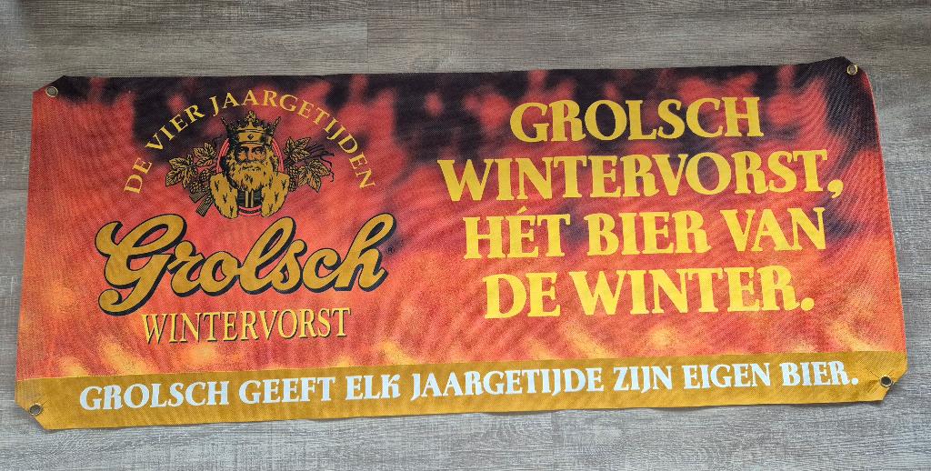 Te koop: Grolsch spandoek, Wintervorst, mancave, cadeau, Verzamelen, Biermerken, Ophalen of Verzenden, Zo goed als nieuw, Overige typen